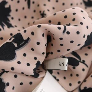 ANAYI 20SS シャドーフラワープリントタイブラウス シャツ 長袖 総柄 38 ピンク ブラック