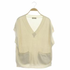 MARGARET HOWELL 22SS LONG STAPLE COTTON ニット ベスト コットン プルオーバー Vネック 2 ライトベージュ
