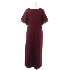 TOCCA 20SS LAVENDER Cutsew ロングドレス ワンピース 五分袖 ロング セミフレア プルオーバー F ボルドー