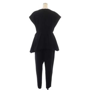 ENFOLD オールインワン テーパードパンツ センタープレス タック フレンチスリーブ ボートネック フレア 38 黒 ブラック