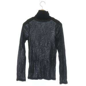 kei shirahata カットソー シアー ベロア プルオーバー 長袖 タートルネック ONE 黒 ブラック