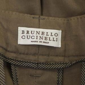 BRUNELLO CUCINELLI ボタンフライ コットン シルク パンツ テーパード ボタンフライ 大きいサイズ I48 モカ