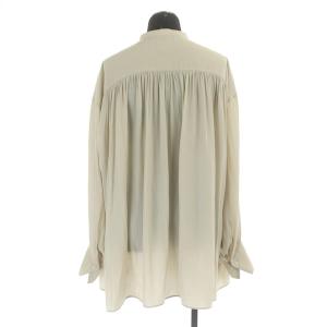DRESSTERIOR ブラウス 長袖 バンドカラー プルオーバー ギャザー 38 ライトベージュ