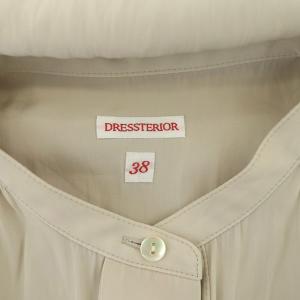 DRESSTERIOR ブラウス 長袖 バンドカラー プルオーバー ギャザー 38 ライトベージュ