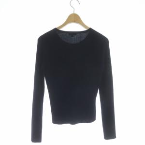 TOCCA カーディガン ニット 長袖 リブ クルーネック シルク M ネイビー