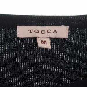 TOCCA カーディガン ニット 長袖 リブ クルーネック シルク M ネイビー