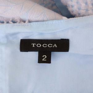 TOCCA ワンピース ノースリーブ ボックスプリーツ シアープリーツ 膝丈 花柄 ボートネック 2 水色 ライトブルー ライトピンク