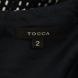 TOCCA ワンピース 膝丈 フレア タック スクエアネック ノースリーブ 2 ブラック ホワイト