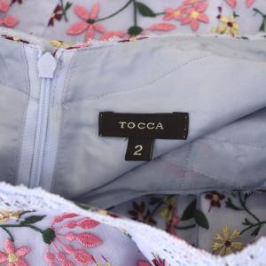 TOCCA ワンピース ノースリーブ 花柄 膝丈 2 ライトブルー マルチカラー