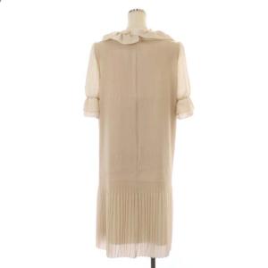 TO BE CHIC ワンピース 膝丈 プリーツ 五分袖 リボン 40 ベージュ