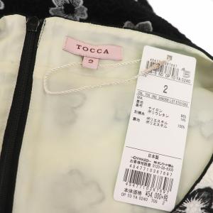 TOCCA ワンピース 半袖 花柄 膝丈 2 ホワイト ブラック