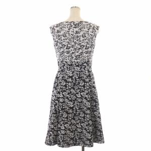 TOCCA ワンピース スクエアネック ノースリーブ 膝丈 2 ホワイト ブラック