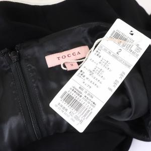 TOCCA ワンピース スクエアネック 長袖 ひざ丈 2 ブラック ホワイト