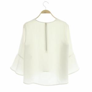 ANAYI フレアスリーブプルオーバーブラウス 七分袖 クルーネック 38 ホワイト