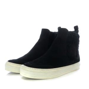 Salvatore Ferragamo スニーカー ハイカット スリッポン ミンクファー スエード 6 ブラック