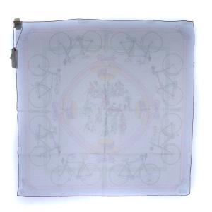 スカーフ CARRE 70 LES BECANES 自転車柄 シアー シルク マルチカラー