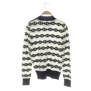 HERMES シェーヌダンクル総柄ニット カシミヤ シルク混 34 白 黒