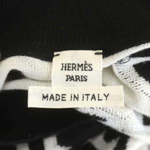 HERMES シェーヌダンクル総柄ニット カシミヤ シルク混 34 白 黒