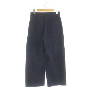 HERMES ウエストモチーフ ピンタックデニムパンツ テーパード アンクル丈 34 ネイビーミックス