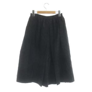 Drawer ステッチデザインワイドハーフパンツ カプリ丈 タック ドロスト 36 黒 ブラック