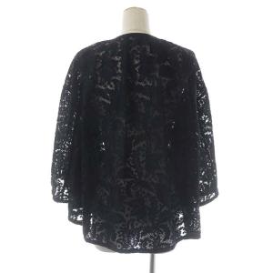 Drawer レースパッチポケットブルゾン ノーカラージャケット 紺