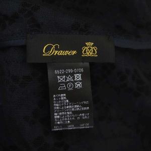 Drawer レースパッチポケットブルゾン ノーカラージャケット 紺