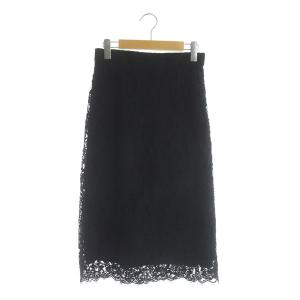 レースミディ丈スカート ロング タイト 38 ブラック