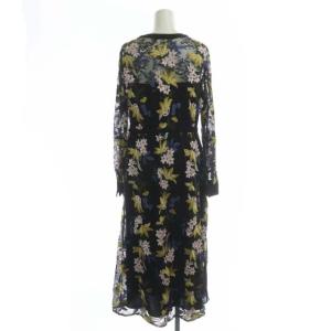 Diagram GRACE CONTINENTAL 19AW フラワーライン刺繍ワンピース レース スパンコール 長袖 38 ブラック マルチカラー