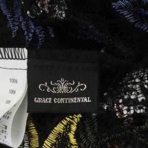 Diagram GRACE CONTINENTAL 19AW フラワーライン刺繍ワンピース レース スパンコール 長袖 38 ブラック マルチカラー