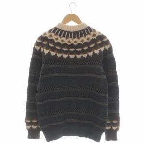 sacai ノルディック柄 切替 ニット カーディガン 厚手 長袖 アンゴラアル2 ダークグレー