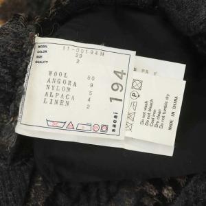 sacai ノルディック柄 切替 ニット カーディガン 厚手 長袖 アンゴラアル2 ダークグレー