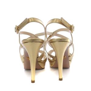 PRADA サンダル ピンヒール ストラップ レザー 38.5 25.5cm ゴールド色