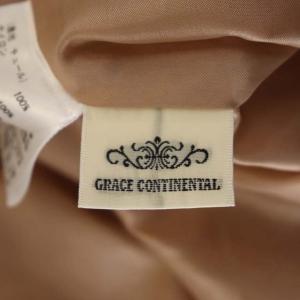 GRACE CONTINENTAL ビッグフラワー刺繍 ワンピース 膝丈 ノースリーブ タイト チュール 36 ピンクベージュ ブラック