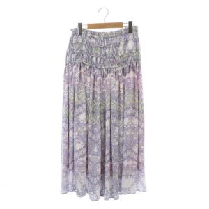 22SS サラサプリントギャザー スカート ロング フレア 36 マルチカラー