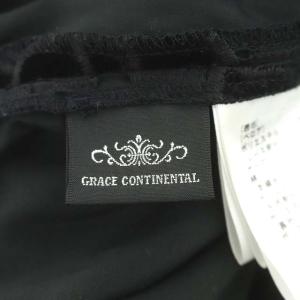 GRACE CONTINENTAL 21AW ベロア刺繍 パンツ ストレート ベルト付き 38 黒 ブラック