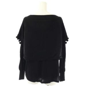 Diagram GRACE CONTINENTAL 20AW ボンボンニット カットソー 長袖 Vネック プルオーバー ウール 36 黒 ブラック