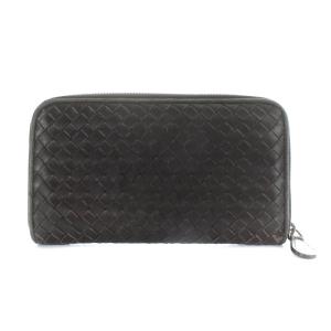 BOTTEGA VENETA イントレチャート 長財布 ラウンドファスナー レザー ブラウン