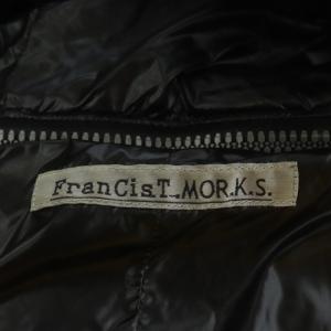 FranCisT MOR.K.S ダウンジャケット コート ジップアップ ナイロン ラインストーン装飾 切替 シープレザー ラクーンファー ミドル丈 フード