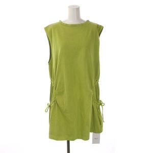 22SS SIDE CIRCLE GATHER TOP トップス ロングカットソー チュニック ノースリーブ F ライム