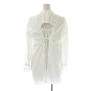 Ameri VINTAGE 21AW BACK ARCH BLOUSE ブラウス 長袖 バンドカラー チュニック バックリボン F 白 ホワイト