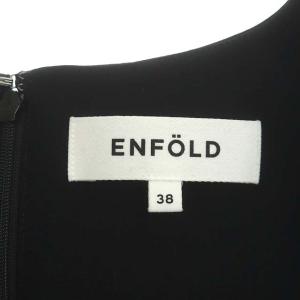 ENFOLD 22SS コットンダブルクロス ミニマルサロペット ワイド ノースリーブ Vネック 38 ブラック
