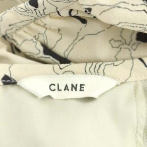 CLANE 20SS LINE FLOWER OP ワンピース ロング 七分袖 ギャザー フレア 1 ライトグレージュ ブラック