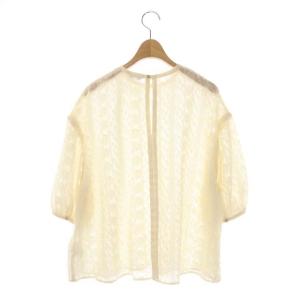 CLANE 20SS CLANE DOT STRIPE PIPING TOPS トップス ブラウス 七分袖 シアー プルオーバー 1 ライトベージュ