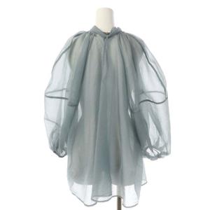 CLANE 22SS BALLON-SHEER-PUFF-TOPS ブラウス ボウタイ 長袖 スモークブルー