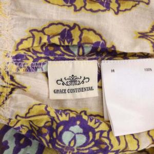 GRACE CONTINENTAL 20SS ティアードプリントワンピース ひざ丈 長袖 36 ベージュ 黄 紫 イエロー パープル