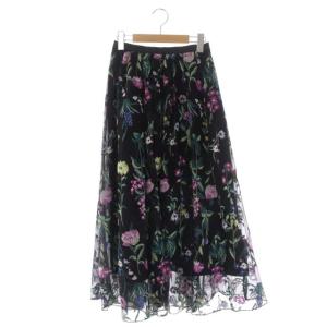 フラワー刺繍チュールスカート フレア ロング 36 マルチカラー