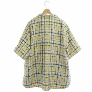Drawer 22SS ツイード ショートスリーブ ジャケット 金ボタン イエロー ホワイト ブルー