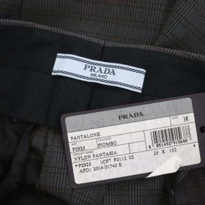 PRADA チェック テーパードパンツ スラックス ロールアップ 38 ダークグレー