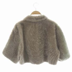 PRADA ムートンショートジップアップジャケット 38 グレージュ