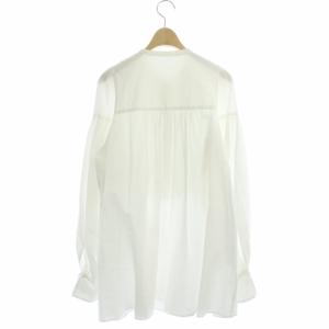 nagonstans ギャザーボウタイチュニックブラウス 長袖 コットン 38 ホワイト
